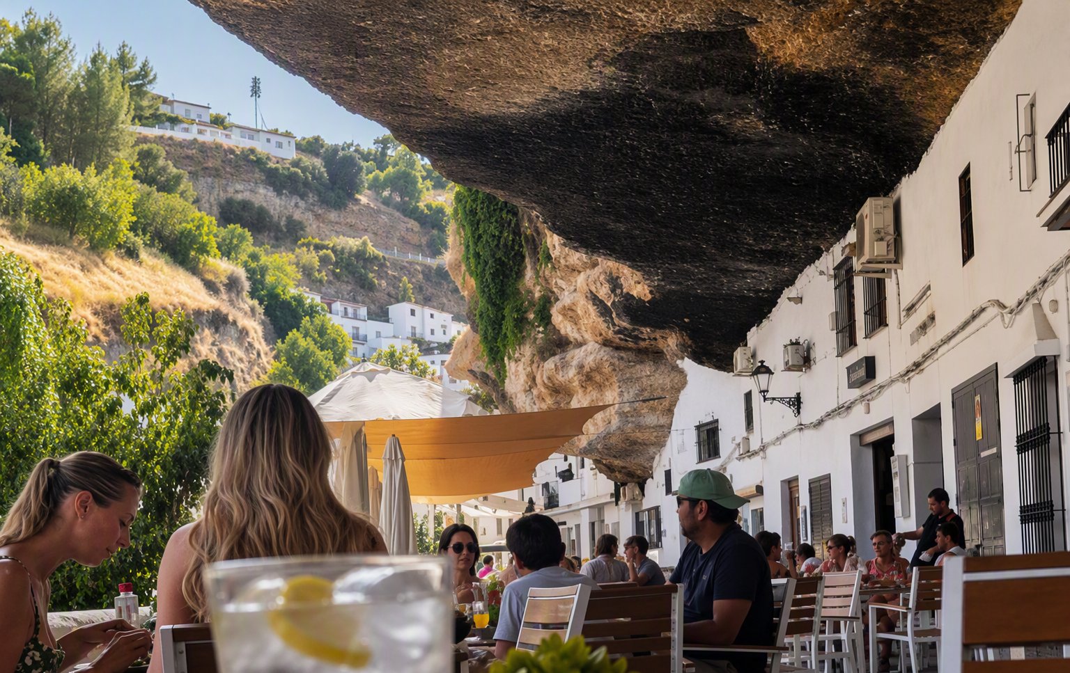Terrace under the great overhang on the cave street
